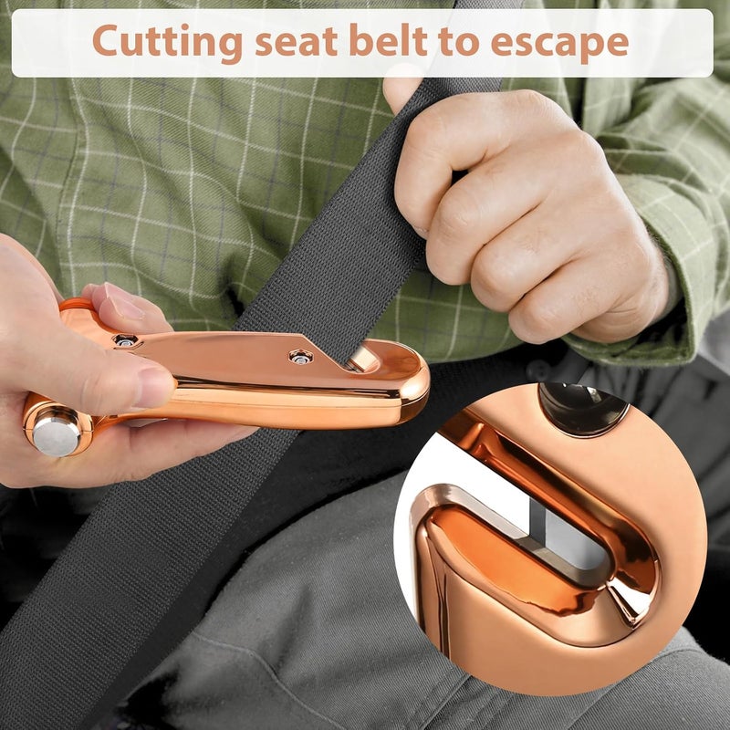 Yiader Store Window Breaker Seatbelt Cutter, 3-in-1 Emergency Escape Tool with Car Safety Hammer, Safety Emergency Car Escape Tool for Car, Electroplated Gold - Image 4